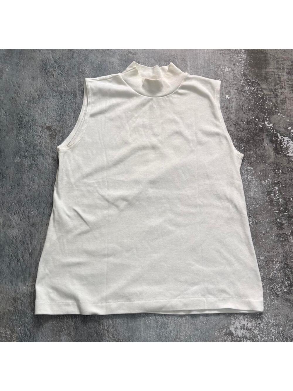 Vintage 90s Lands End Turtle Neck Tank Top White Size Small